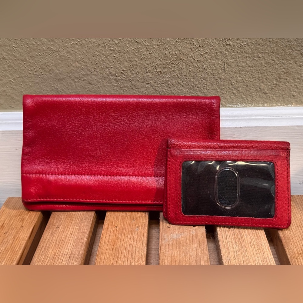 VINTAGE BOSCA FOSSIL LEATHER WALLET CLUTCH RED #74